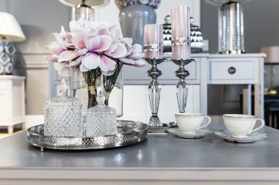 Konsola Drewniana z Szufladami Henshaw Laura Ashley Jasnoszara 160x38x85cm 7