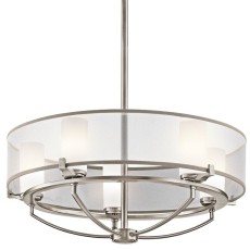 Lampa Sufitowa, Wisząca Amadeus L Cyna, Szkło 61x61x36cm