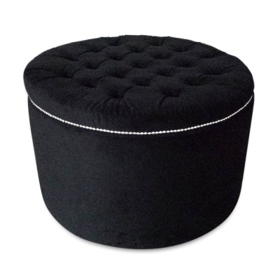 Puf/Stołek Velvet Rond Black XXL - różne kolory tapicerki 2