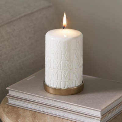 Świeca Biała RM Monogram Pillar Candle Riviera Maison Wys. 15cm 2