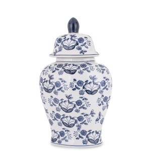Waza Porcelanowa Amfora Hamptons Floral Biało-Niebieska Wys. 36cm
