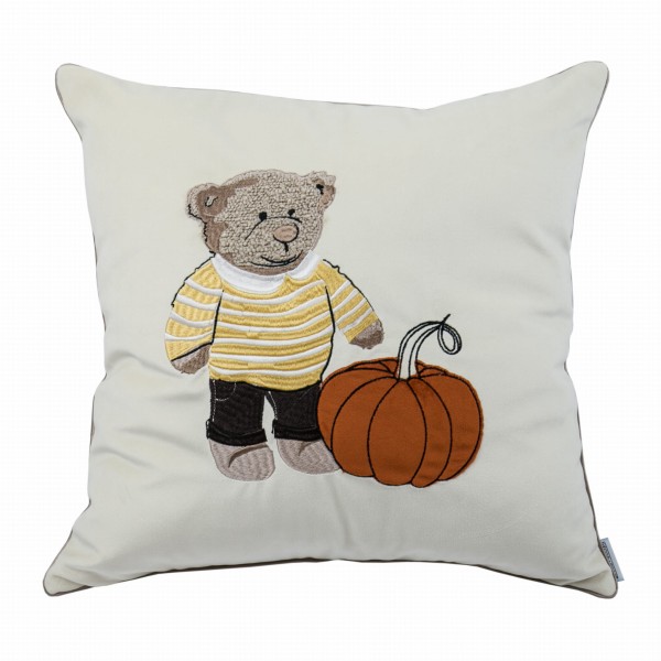 Poduszka Haftowana Dekoracyjna Miś Mr. Teddy George - Różne Kolory Tkanin