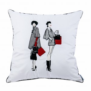 Poduszka Haftowana Dekoracyjna  Ladies Fashion  - Różne Kolory Tkanin