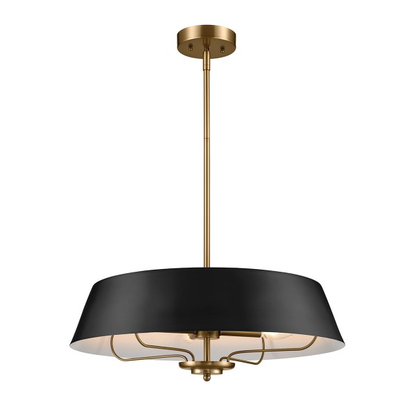 Lampa Wisząca Ancona 3 Czarne Mosiądz