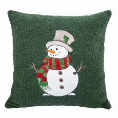 Poduszka Haftowana Dekoracyjna Bałwanek Snowman - Różne Kolory Tkanin
