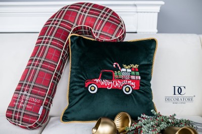 Poduszka Haftowana Dekoracyjna Christmas Car- Różne Kolory Tkanin 4
