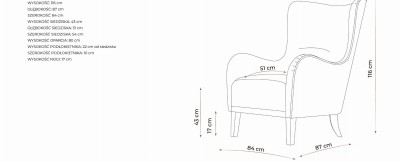 Fotel Uszak W Stylu Skandynawskim Astrid - Różne Kolory Tkanin 4