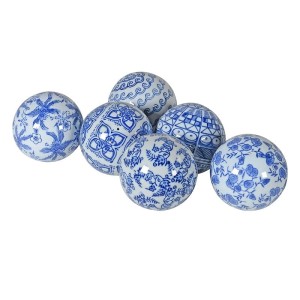 Zestaw 6 Porcelanowych Kul Dekoracyjnych Blue Pattern