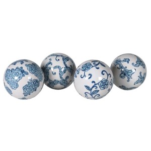 Zestaw 4 Porcelanowych Kul Dekoracyjnych Delft Blue - defekt