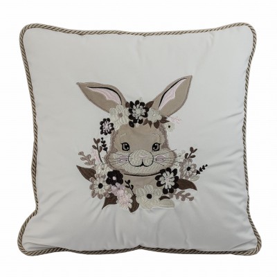 Poduszka Haftowana Zajączek Bloom  - Różne Kolory Tkanin   2