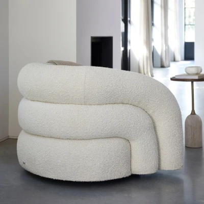 Fotel Obrotowy Vittorio Boucle Biały Riviera Maison 9