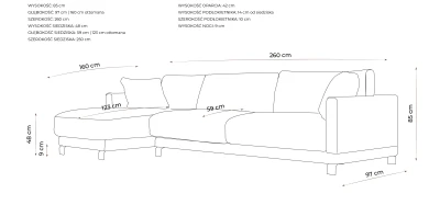 Komfortowa i Funkcjonalna Sofa Narożna Harvey  260x160-103x85cm - Opcje Wyboru Tkaniny 3