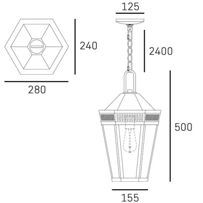 Stylowa Lampa Wisząca Funchal Czarna 50x28cm 3