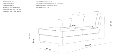 Szezlong Cejlon Prawy 179x98x84cm - Opcje Wyboru tkaniny 3