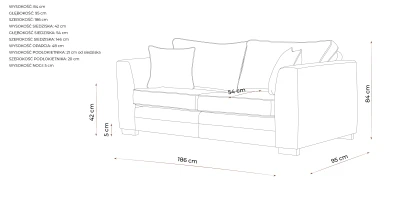 Sofa 2,5 osobowa Cejlon 186x95x84 - Opcje Wyboru tkaniny 3