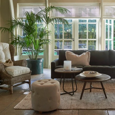 Puf Bowery Beżowy Len Riviera Maison 6