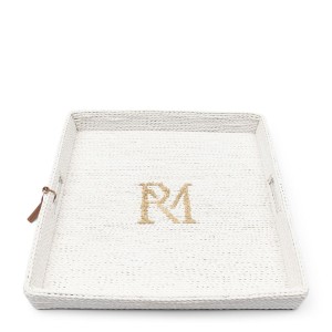 Kwadratowa Biała Taca RM Monogram 50x50cm Riviera Maison