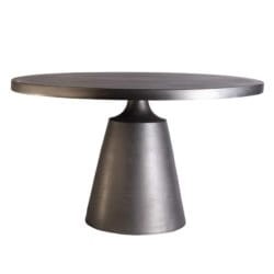 Stolik boczny Modern 70x70x40 cm, okrągły, szary, metalowy z matową stożkowatą podstawą i gładkim blatem. Minimalistyczny, stabilny design idealny do nowoczesnych wnętrz.
