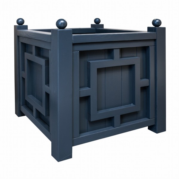 Grafitowa Drewniana Donica Ogrodowa ArtDeco 64x64x67cm