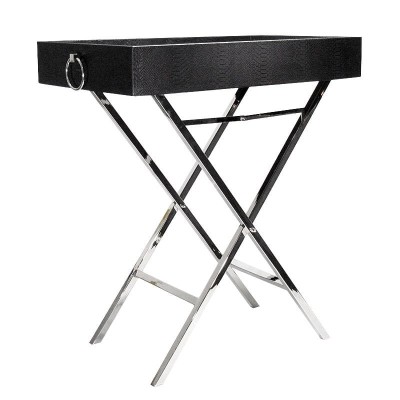 Stolik Krzyżak Elegance Czarna Taca Podstawa Chrom 2