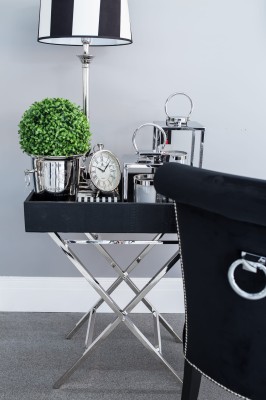 Stolik Krzyżak Elegance Czarna Taca Podstawa Chrom 3