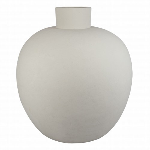 Wazon Globe XL w kolorze szarym, o zaokrąglonym kształcie i matowej powierzchni, stojący, z szerokim otworem u góry. Wysokość wynosi 58 cm. Widoczny na białym tle, koncentruje uwagę na prostocie formy.