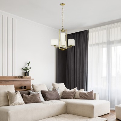 Elegancki Żyrandol Hampton Szczotkowany Mosiądz 7