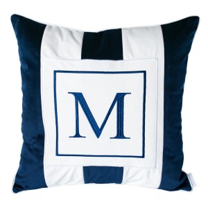 Poduszka Haftowana Dekoracyjna Pasy Monogram