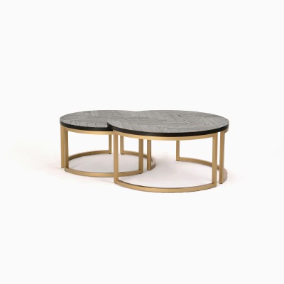 Loftowe Stoliki Kawowe Seville Czarno-złote 90/76cm 3