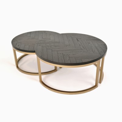 Loftowe Stoliki Kawowe Seville Czarno-złote 90/76cm 7