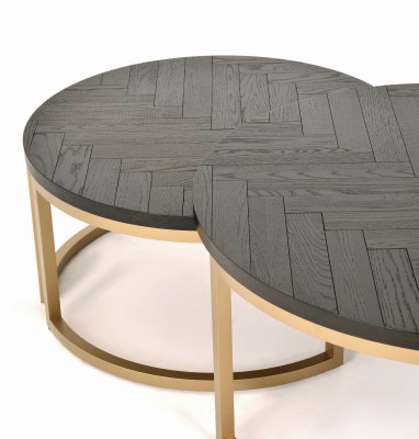 Loftowe Stoliki Kawowe Seville Czarno-złote 90/76cm 8