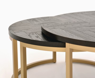 Loftowe Stoliki Kawowe Seville Czarno-złote 90/76cm 10