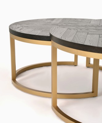 Loftowe Stoliki Kawowe Seville Czarno-złote 90/76cm 11