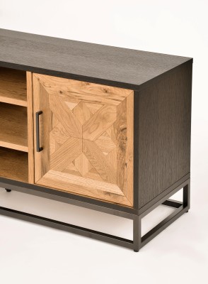 Industrialna Komoda RTV Indus Czarna, Naturalny Dąb 133cm 8