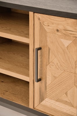 Industrialna Komoda RTV Indus Czarna, Naturalny Dąb 133cm 12