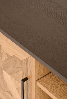 Industrialna Komoda RTV Indus Czarna, Naturalny Dąb 133cm 15