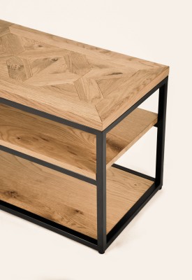 Industrialny Stolik RTV Indus Naturalny Dąb, Ciemny Grafit 116cm 10