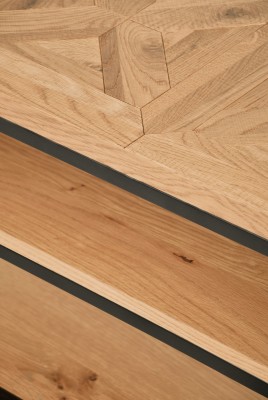 Industrialny Stolik RTV Indus Naturalny Dąb, Ciemny Grafit 116cm 14