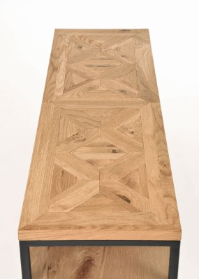 Industrialny Stolik RTV Indus Naturalny Dąb, Ciemny Grafit 116cm 15