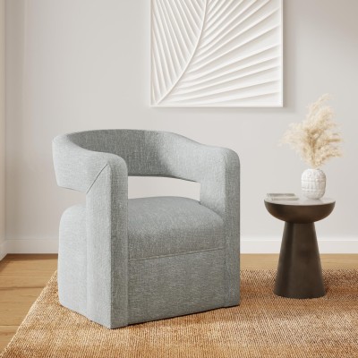 Fotel Obrotowy Tapicerowany Leith Jasnoszary 74cm 7