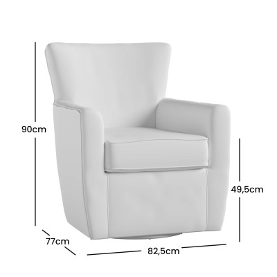 Klasyczny Fotel Obrotowy Tapicerowany Leith Jasnoszary 83cm 12