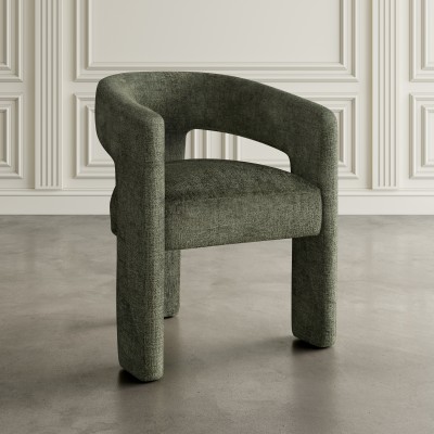 Nowoczesne Krzesło Tapicerowane Leith Oliwkowe 62cm 9
