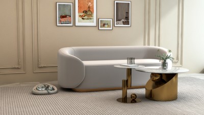 Loftowy Zestaw Stolików Kawowych Modig Złoty, Biały 80 | 45cm 12