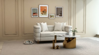 Loftowy Zestaw Stolików Kawowych Modig Złoty, Biały 80 | 45cm 13