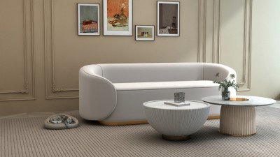 Loftowy Stolik Kawowy Modig Biały Ecru, Złoty 80cm 12
