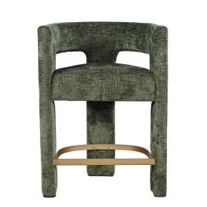 Nowoczesny Hoker Tapicerowany Leith Oliwkowy 61cm
