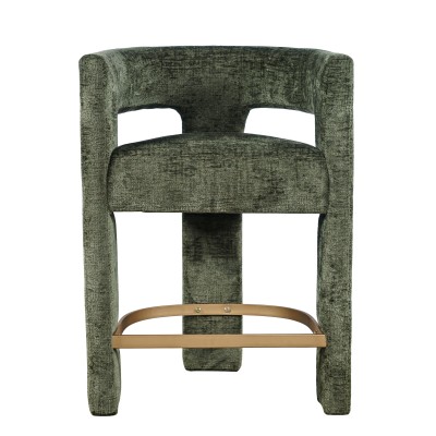 Nowoczesny Hoker Tapicerowany Leith Oliwkowy 61cm