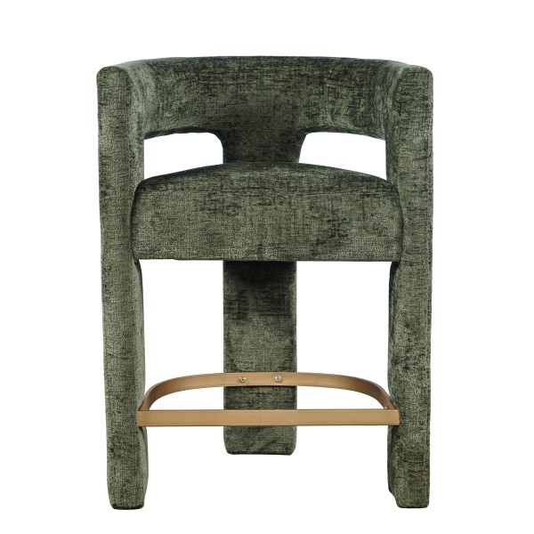 Nowoczesny Hoker Tapicerowany Leith Oliwkowy 61cm