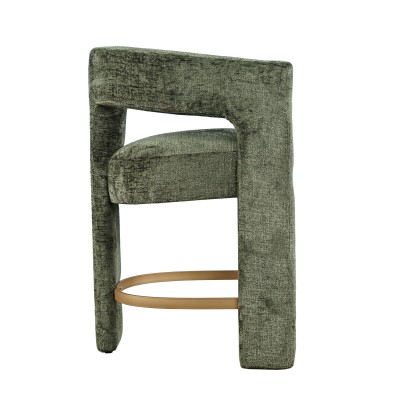 Nowoczesny Hoker Tapicerowany Leith Oliwkowy 61cm 4