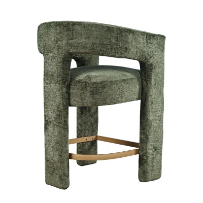 Nowoczesny Hoker Tapicerowany Leith Oliwkowy 61cm 5